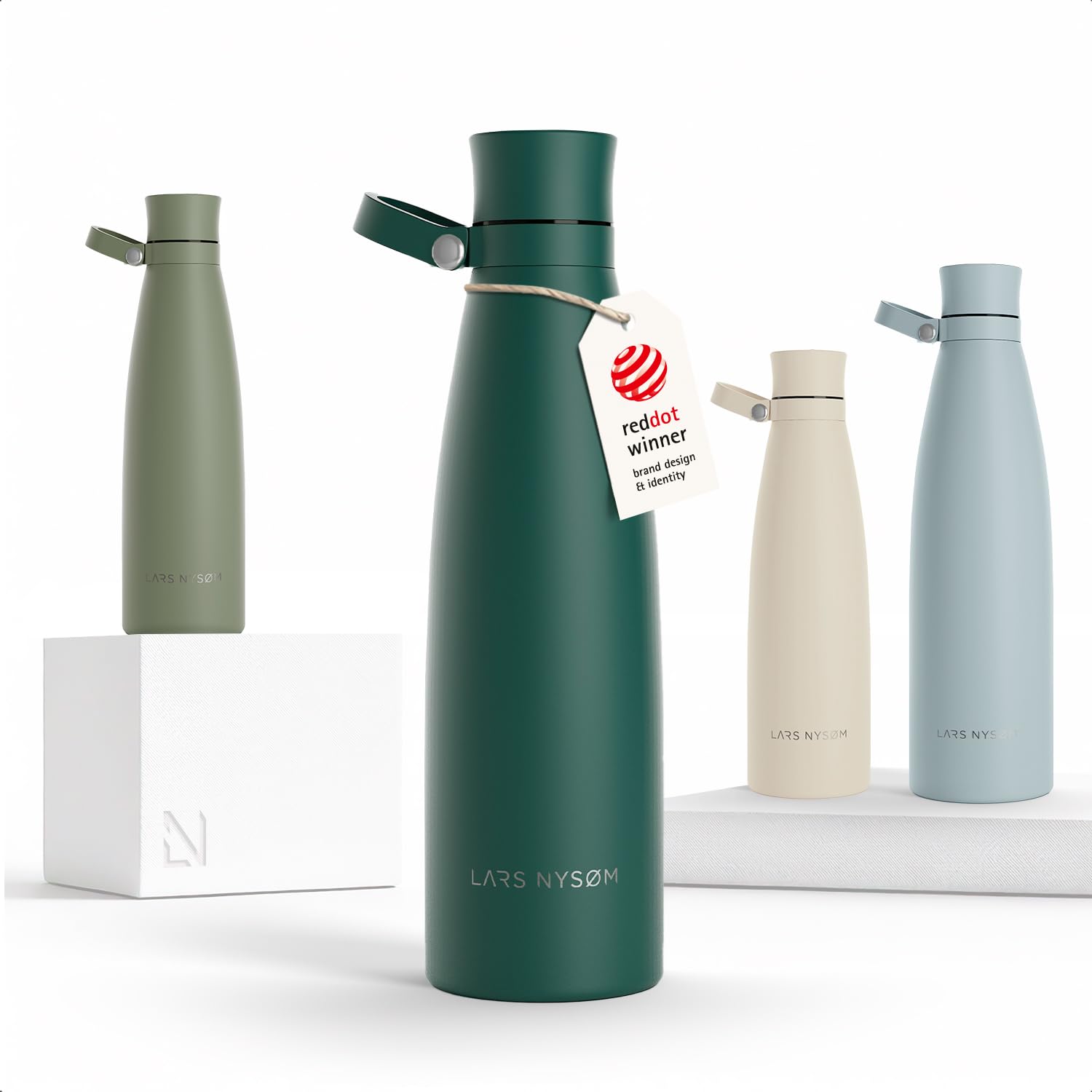 LARS NYSØM Trinkflasche Edelstahl 750ml | Isolierflasche 0,75 Liter | Auslaufsichere Wasserflasche für Sport, Fahrrad, Hund (Pine Green, 750ml)