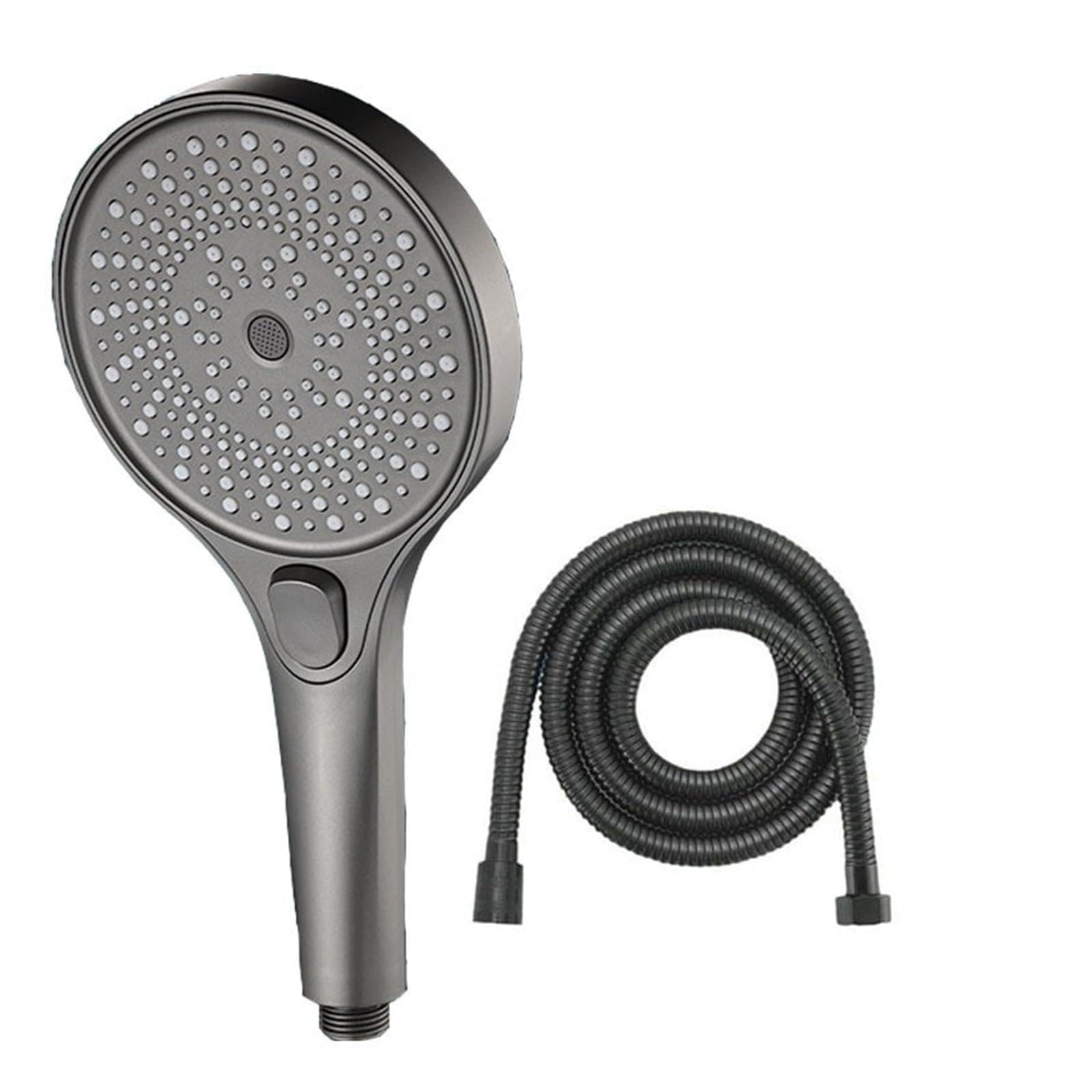 Soffione doccia a grande schermo, ugello portatile con modalità spruzzo a 3 velocità(Grey set)