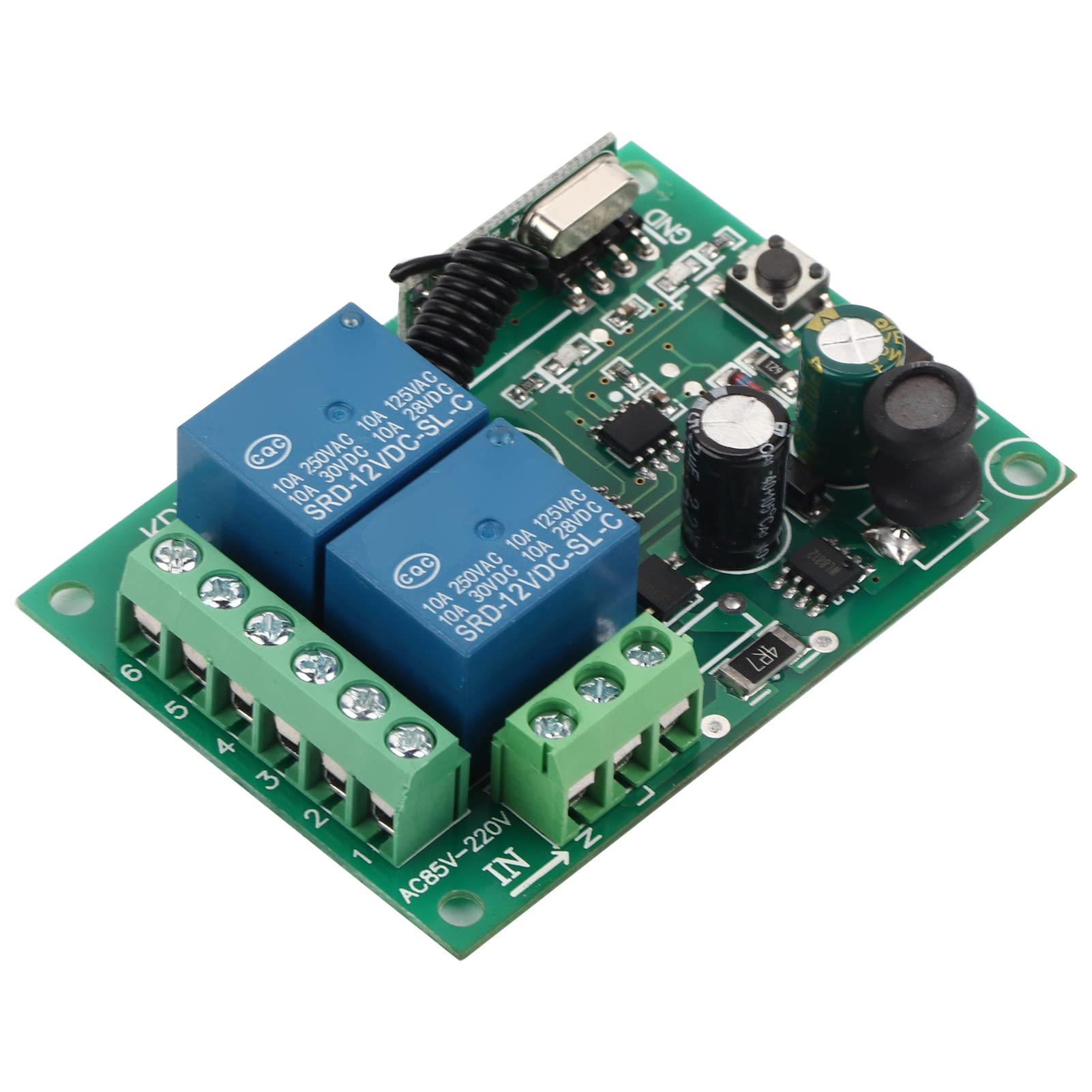 1 Interruttore Telecomando Senza Fili, 220v 433 Mhz Interruttore Ricevitore Rf 2 Canali Interruttore Relè Ricevitore Wireless Relè Controllo Remoto Modulo