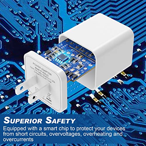 image for 6Pack USB Wall Charger, iGENJUN 2.4A Phone Charger Dual USB Port Cube 