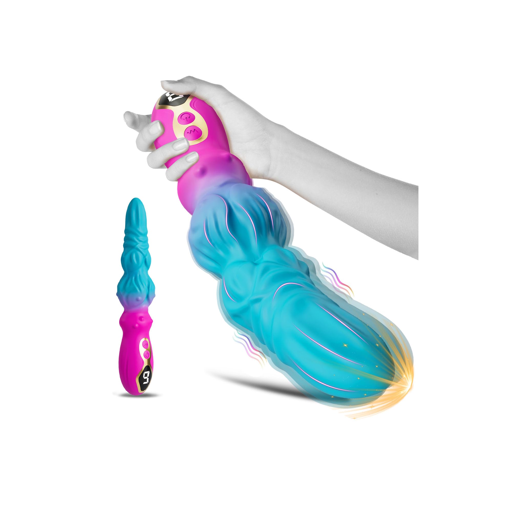 Monster Dildo Vibrating Knot Dildo - LED Display Fantasy Dildos Silicone G Spot Vibrator with 9 Powerful Vibrations