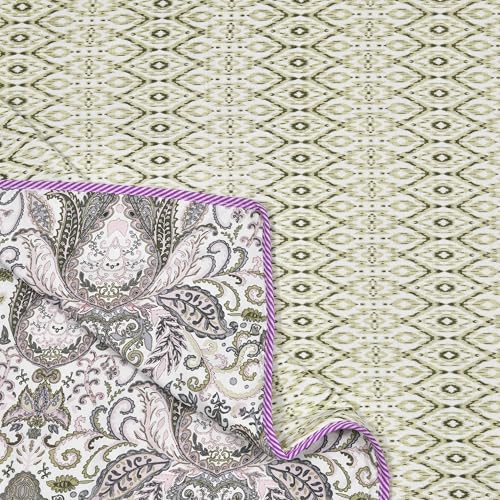 Image of Dohar Double Bed Cotton | AC Duvet Comforter | Reversible Summer Blanket Quilt | Sleeping Top Sheet All Weather (84 x 96, Purple Green, Pack of 1)