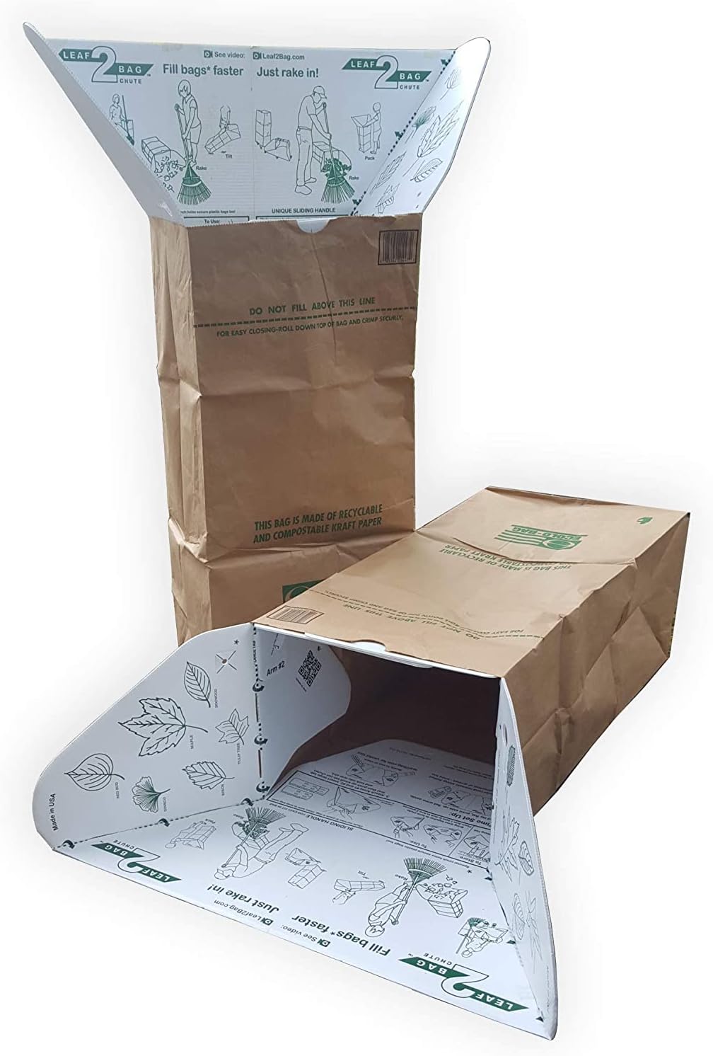 Leaf 2 Bag Lawn Funnel and Chute For Easy Raking Leaves Into Bags