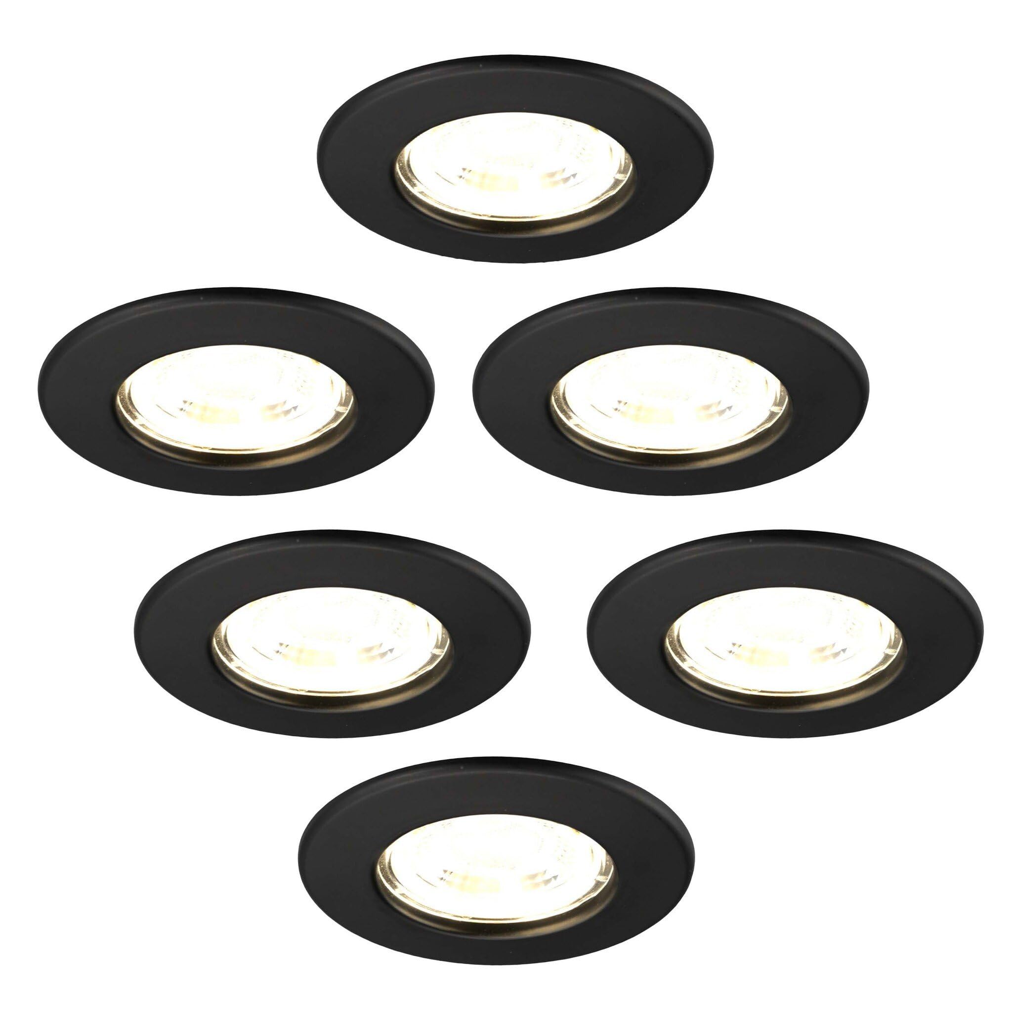 Ledvion - 6X LED Downlights, Dimmable, 5W, 2700K, Ø84mm, IP65, Black, 5 Year Guarantee