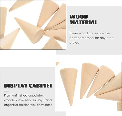 Miniatura 4 de Exceart - Cono de madera para manualidades (10 unidades)