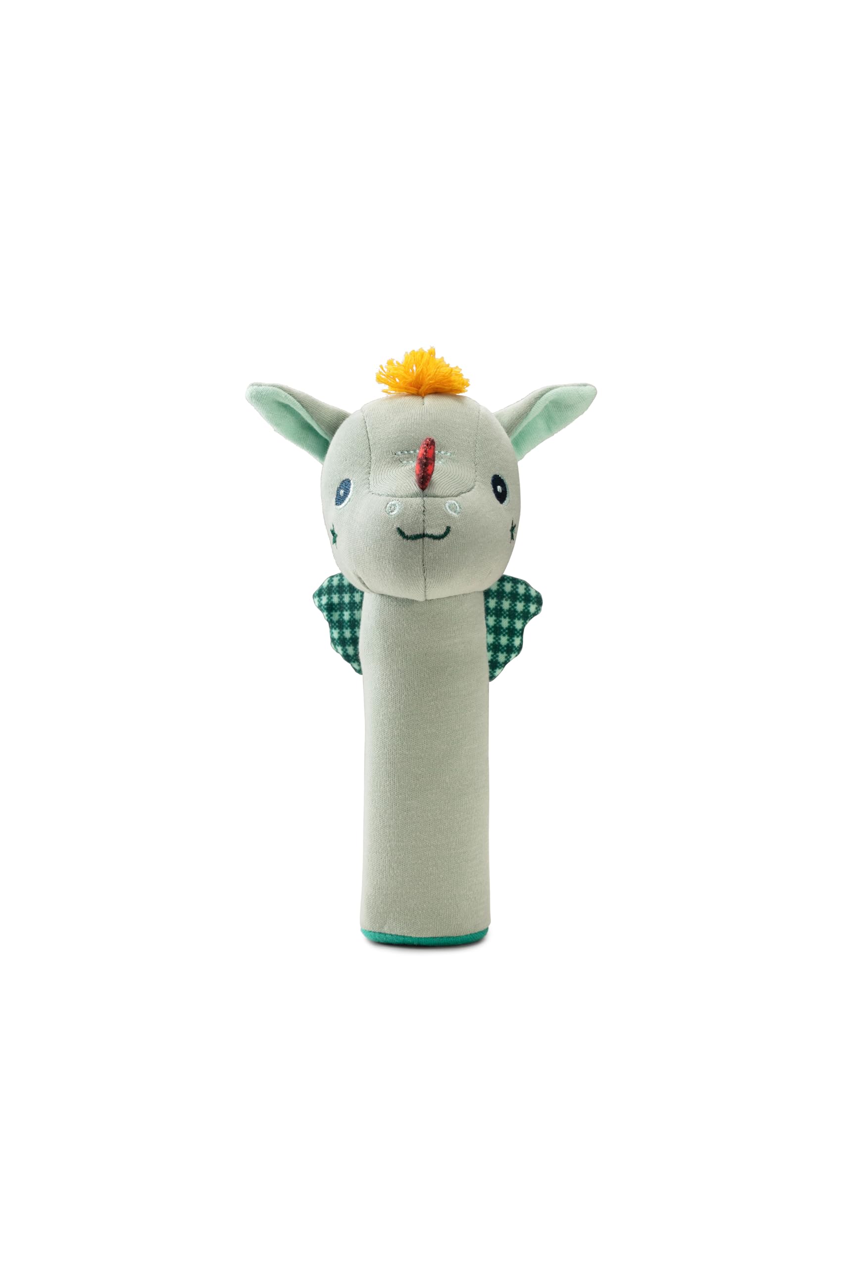 LILLIPUTIENS - Joe the Dragon Squeaky Rattle - Baby Sensory Toy with Fun Sound - Made of Organic Cotton - Soft and Amusing Companion for Baby - From Birth - Awakening Toy - 83390