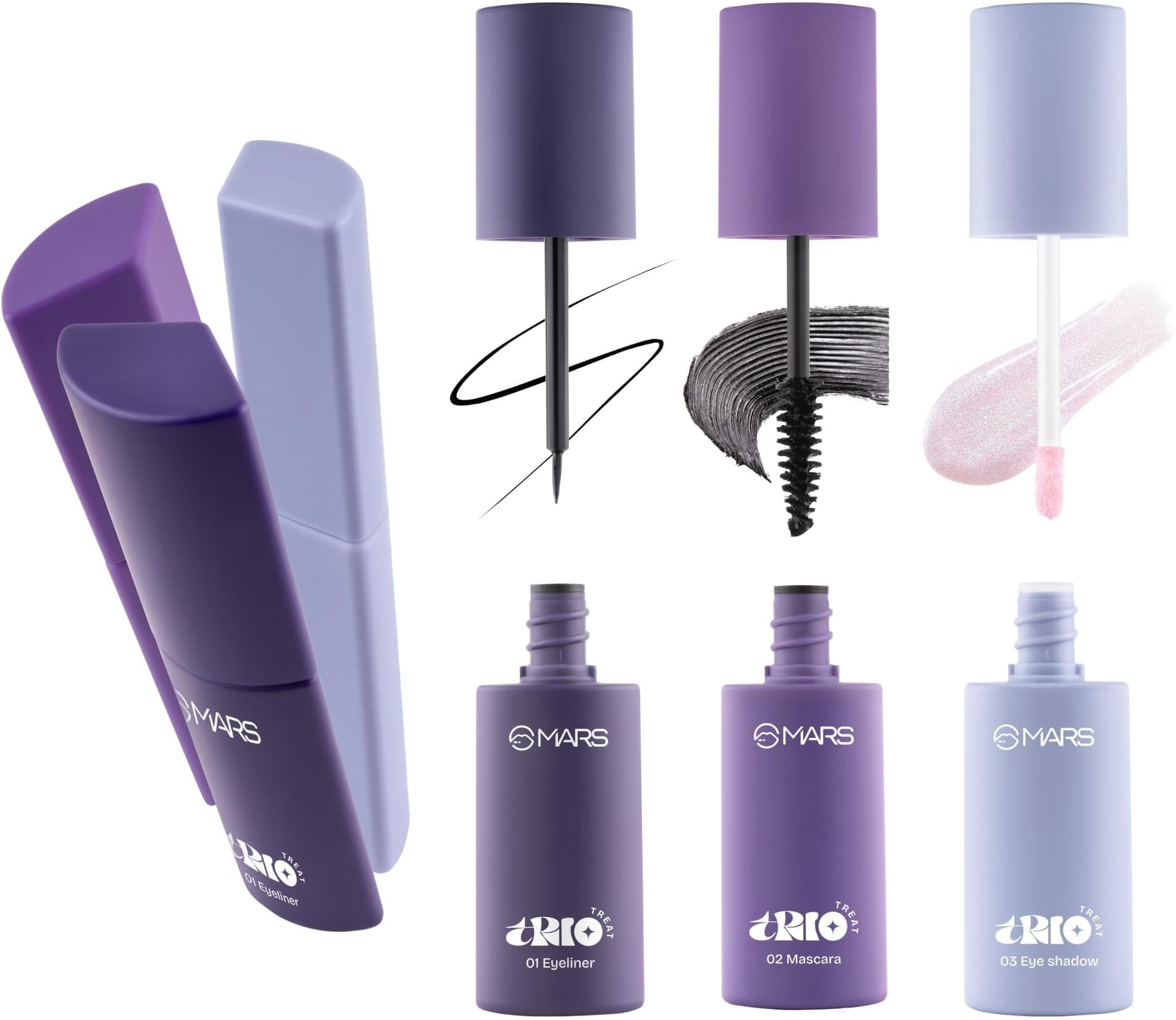 MARS TRIO Treat 3-IN-1 Eye Makeup Kit with Eyeliner, Mascara & Eyeshadow (24.50gm) | Travel Friendly Design | Long-Lasting | Versatile | Effortles Application