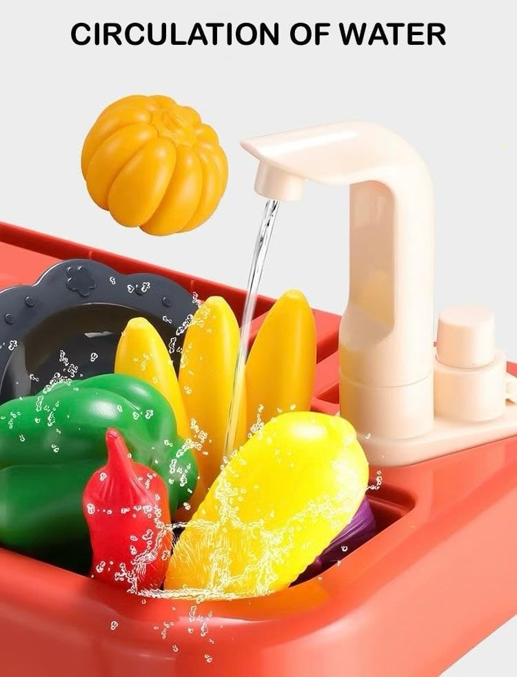 Image of MiniExplorer Kitchen Set for Kids Girls Big Cooking Set with Light and Sound Pretend Play Toy Battery Operated with Accessories