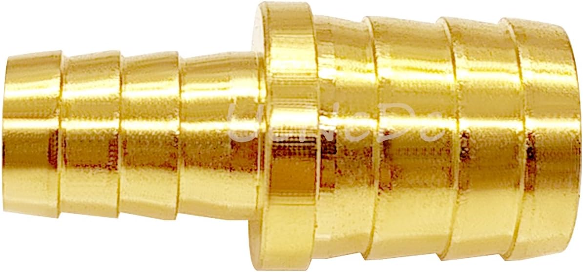 Uenede Brass 5/8" to 1" Barb Reducer Hose Barbed Fittings, 2PCS | Fit for 5/8" to 1" ID Hose with Clamps Reducing Splicer Mender Fitting for Warter Fuel Air