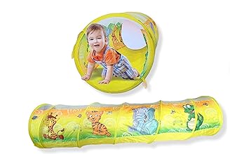 FunBlast Kids Pop up Indoor & Outdoor Tunnel for Toddlers, 6 Feet Long Foldable Tunnel Tent for Kids, Pop-Up Activity Toys for Kids - Multicolor