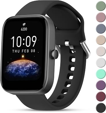 Vanjua Bands for Amazfit Active 2 / Bip 3 / 3 Pro Band Women Men, Bip U Pro / Bip / Lite / S / S lite / U, 20mm Quick Release Soft Silicone Replacement Strap for Amazfit GTR mini / GTS 4 / 4 Mini / 3 / 2 / 2e / 2 mini / GTS Smart Watch