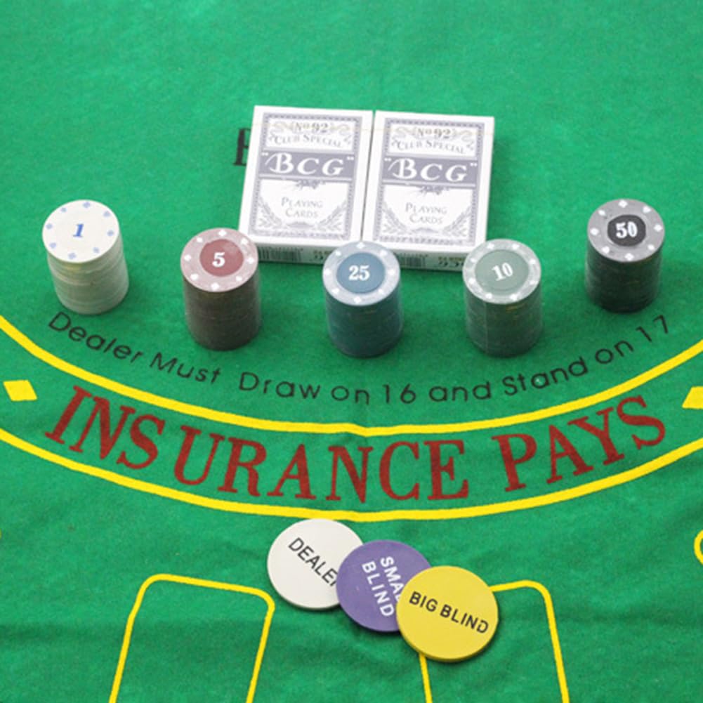 Cartes à Jouer 200 pièces Ensemble de Poker et Blackjack avec Étui en Fer Portable