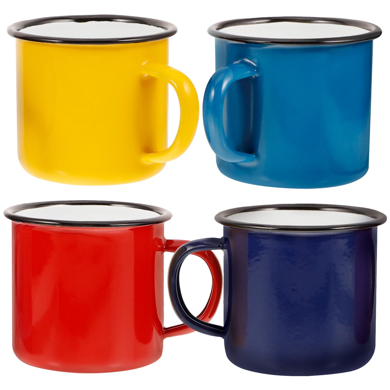 Healeved Tazas de Esmalte Diseño Clásico y Estilo Simple, Práctico y Duradero Set de 4 de 350ml para Café y Té para Camping y Desayuno Familiar