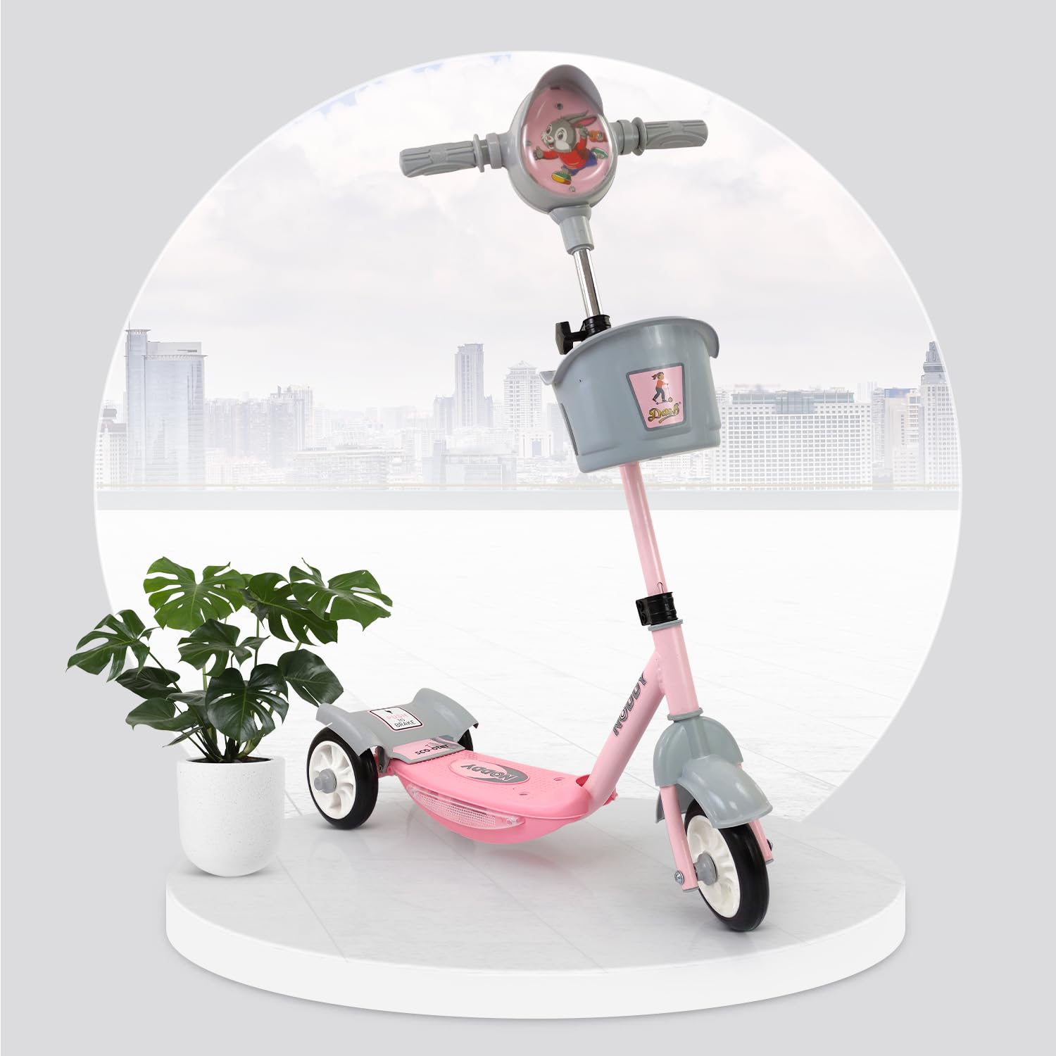 Dash Noddy Deluxe 3 Wheel Adjustable Height Kids Scooter with Storage Basket, Horn and LED Lights, Weight Capacity 25 kg (3 to 6 Years,Pink) (B0C3RHLXBZ) Amazon Price History, Amazon Price Tracker