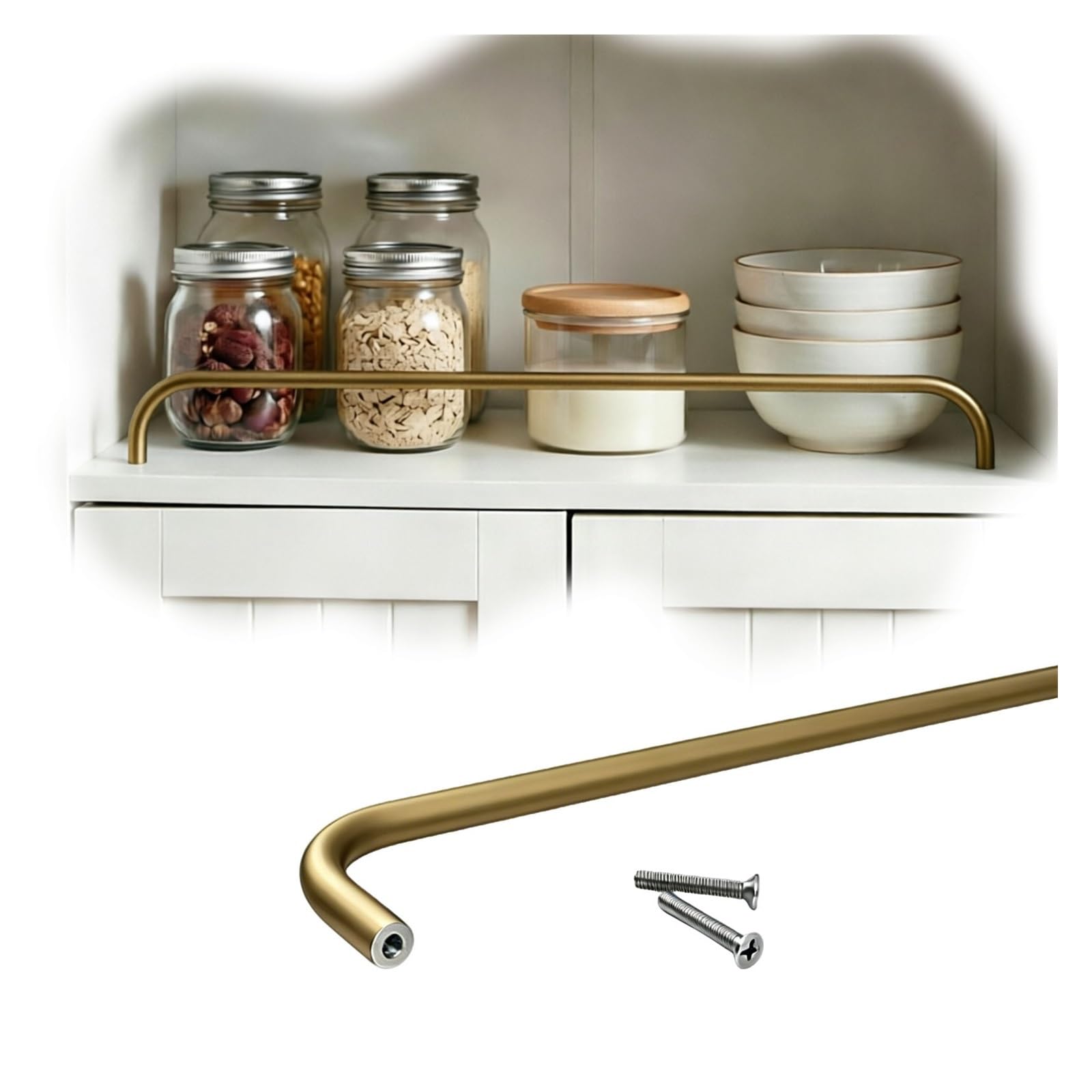 Aluminum Alloy Shelf Rail for Kitchen Storage, Rack/Bookcase/Closet Cabinet Item Anti-Drop Guardrail, Plate Railing Customizable(Bronze,23in/58cm)