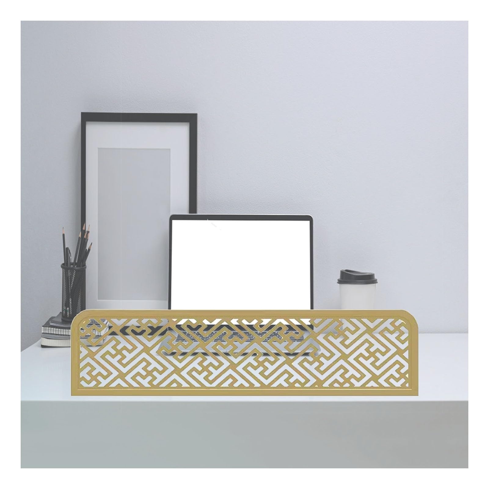KLGFBDC Customizable Gold Iron Art Divider Screen for Dining Areas & Restaurant Countertops, Decorative 19.7x27.6in, Stylish Space Separator Partition
