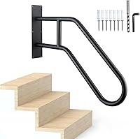 Kudusgot U-Shaped Wall Mount Stair Handrail for 1-3 Outdoor/Indoor Steps - 550 lbs Support, Anti-Slip Grab Bar for Porch & Deck