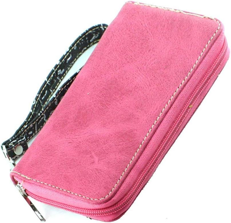 Western Rhinestone Skull Women's Wallet in 3 Colors in Pink.