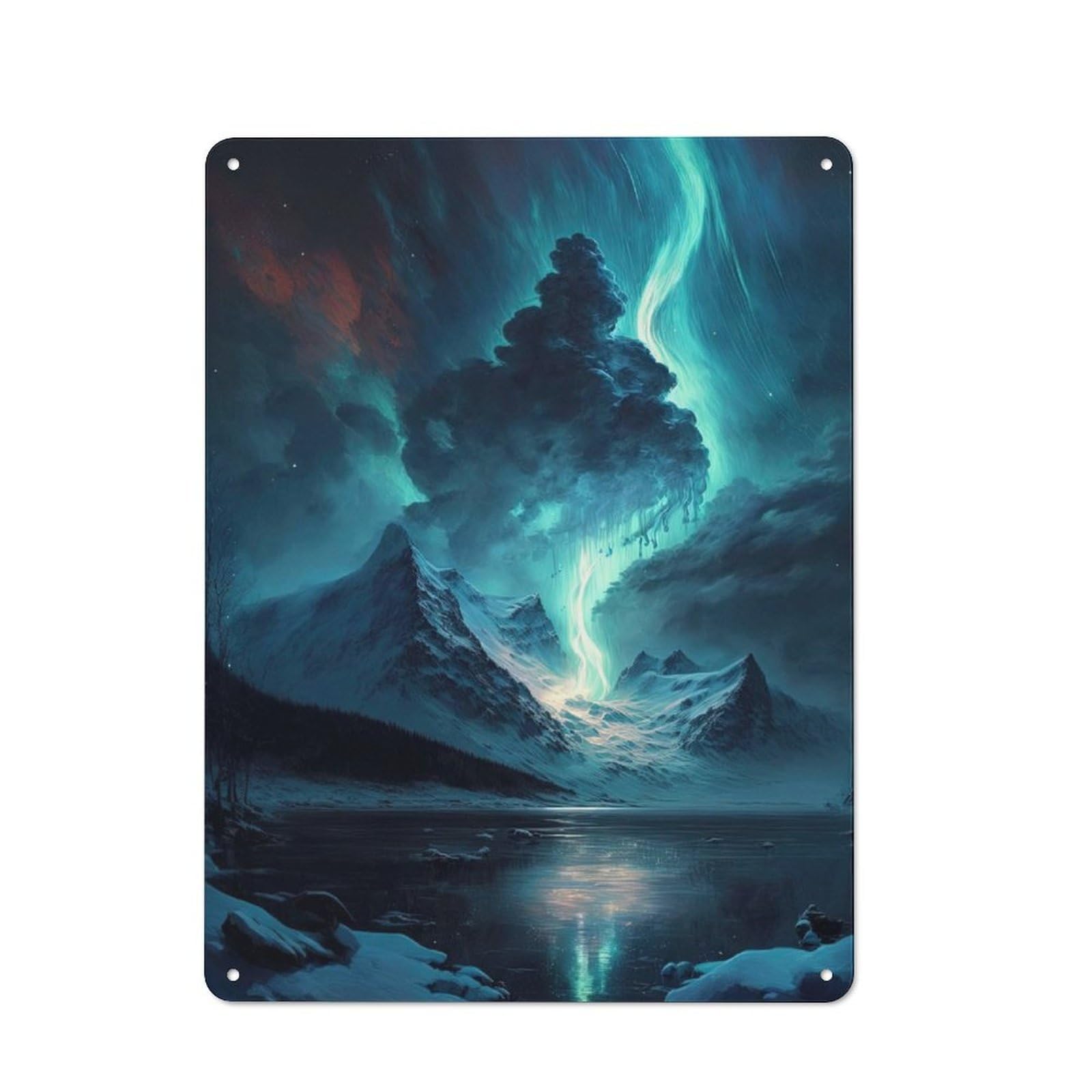 Garden Style Tin Sign 40x30cm Featuring Blue Aurora Borealis Sky, Shed Wall Decor for Patio Bar, Workshop, Shed Or Kitchen