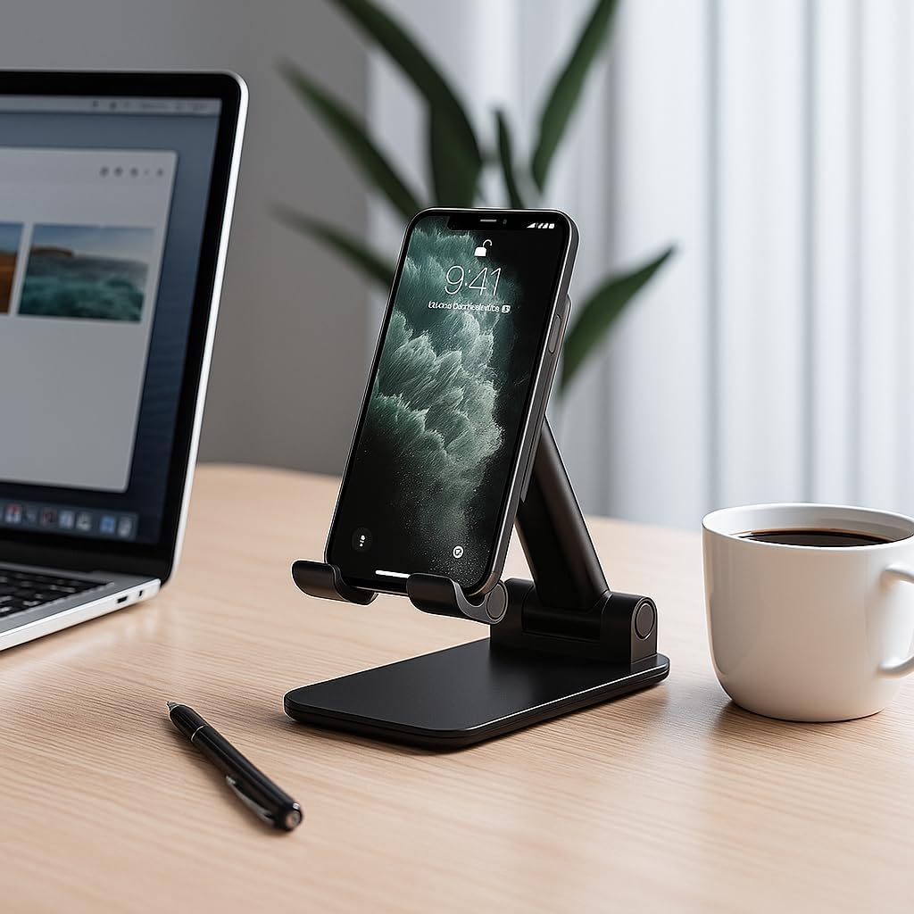 Suporte Para Celular e Tablet Mesa Universal Dobrável Ajustável Base Antiderrapante Ideal para Videochamadas Filmes Home Office e Viagens Premium