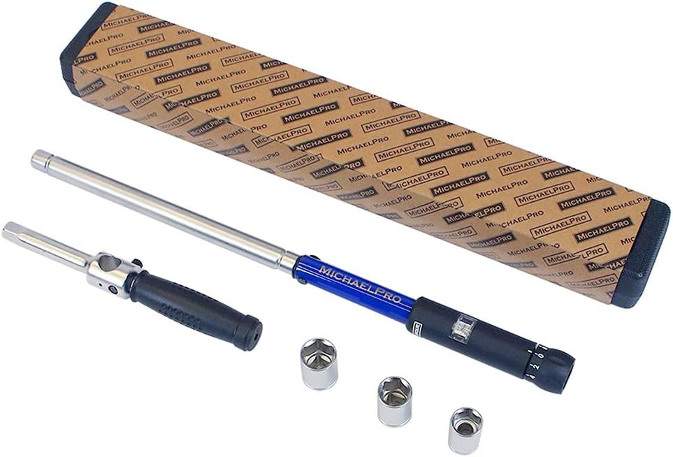 MP001002 Click Through Torque Wrench - 1/2 Inch Dr with 3 Sockets (11/16", 3/4", 13/16" / 17-19-21 mm) with Precise Micro Adjustment - 2in1 with Lug Wrench for Automotive and Changing Tires