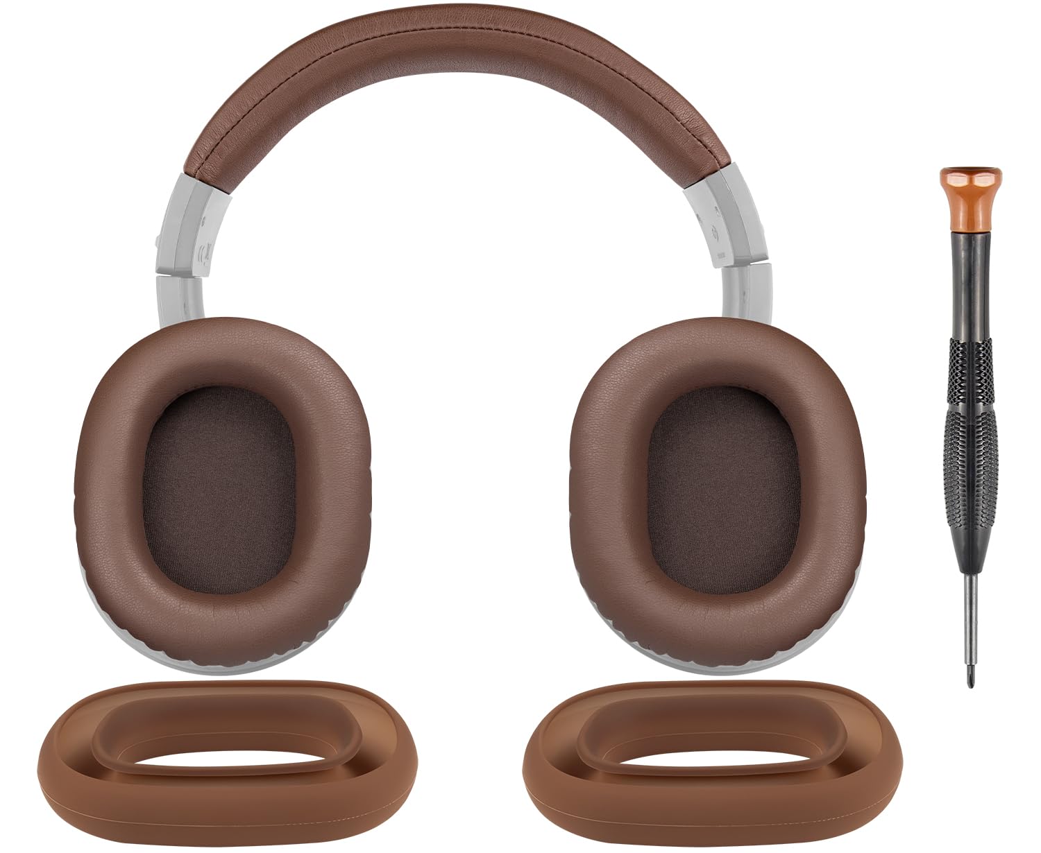 SOULWIT Ear Pads Cushions + Headband Cover+ Silicone Earpads Cover Protector, Replacement Kit for Audio Technica ATH M40, M40X Headphones, Replacement