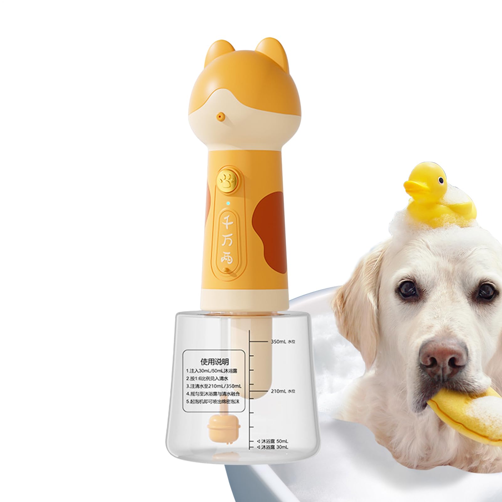 Espumador de champú para animales – Espumador de champú de dibujos | animados para animales domésticos – Rociador de baño para gatos ducha fregadero cocina, limpieza de casa