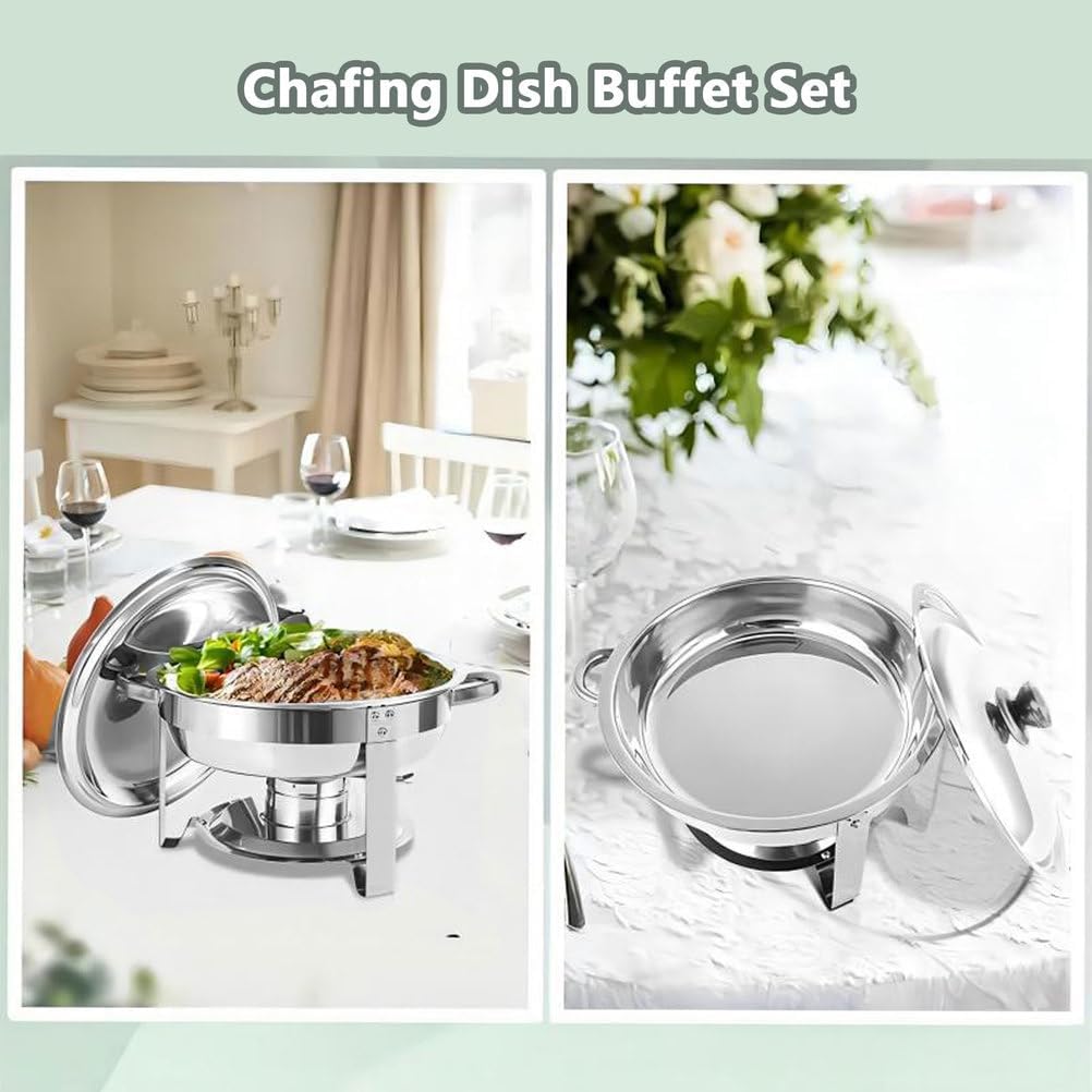 AIZYR Round Chafing Dishes for Buffet, Chafing Dish Buffet Set Buffet Servers Food Warmers for Party Event Dinners Banquet,4 Pack