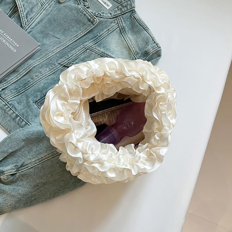 Women Lace Handbag Soft Gauze Bag Lace Ruffle Style Purse4