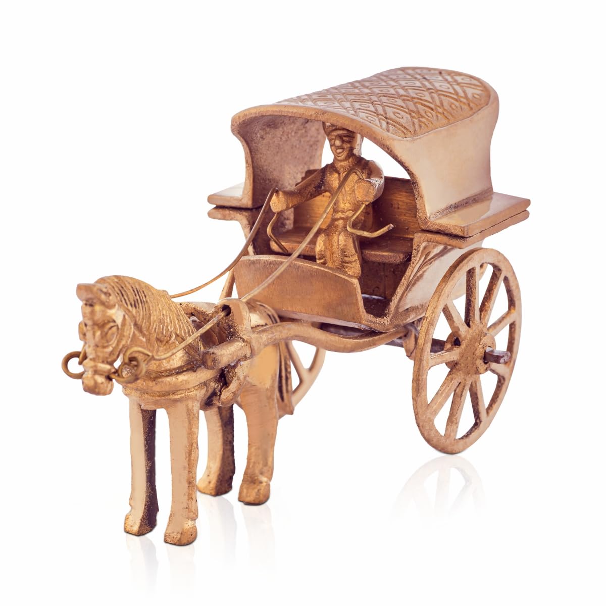LA Grace Brass Horse Cart Antique Style Tanga Rath – Decorative Statue/Showpiece for Home, Office, Living Room, Study Table, Unique Gift, 13 x 6 x 8 cm, Pack of 1