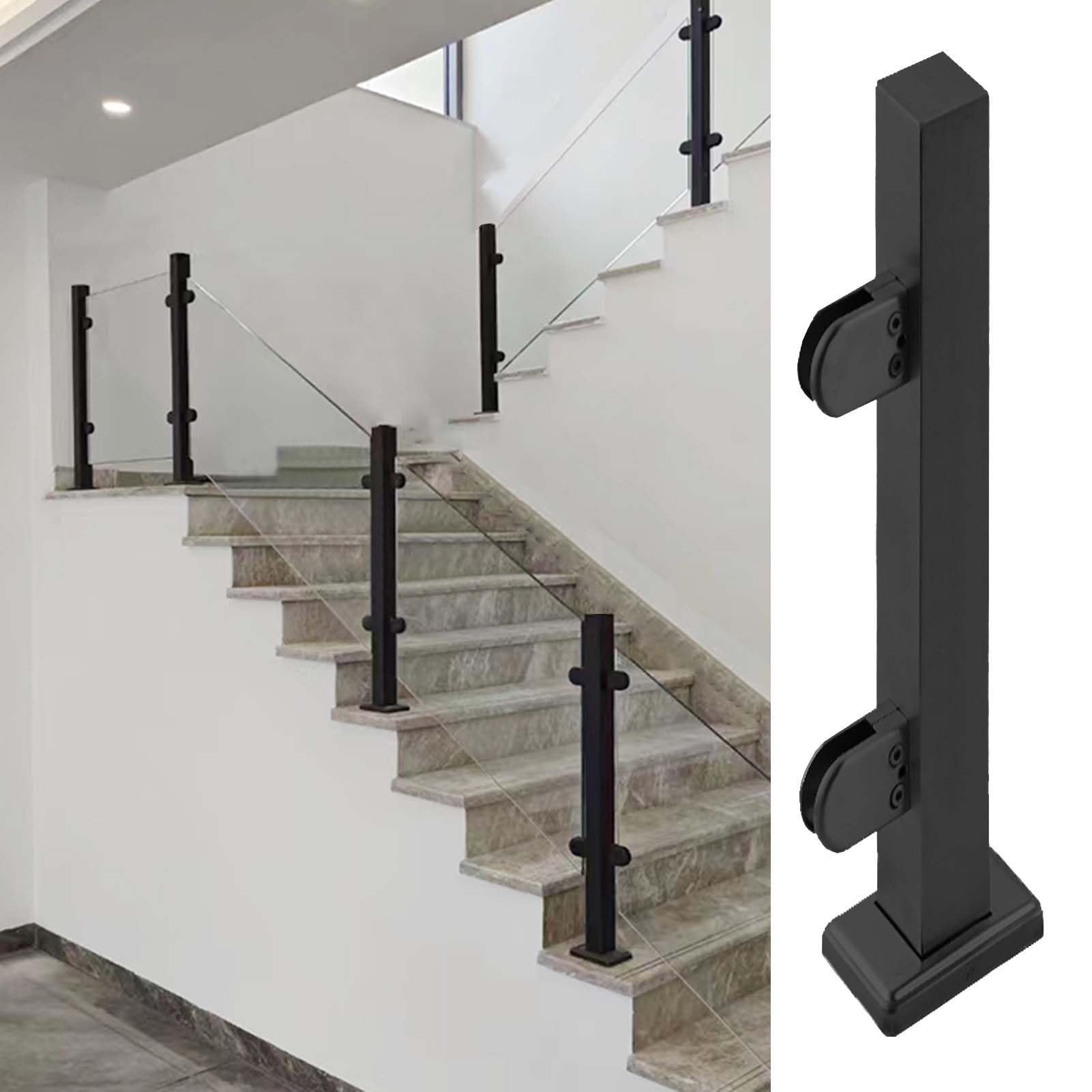 Balustrade en verre noir avec kit de serrage complet pour garde-corps de balcon et terrasse