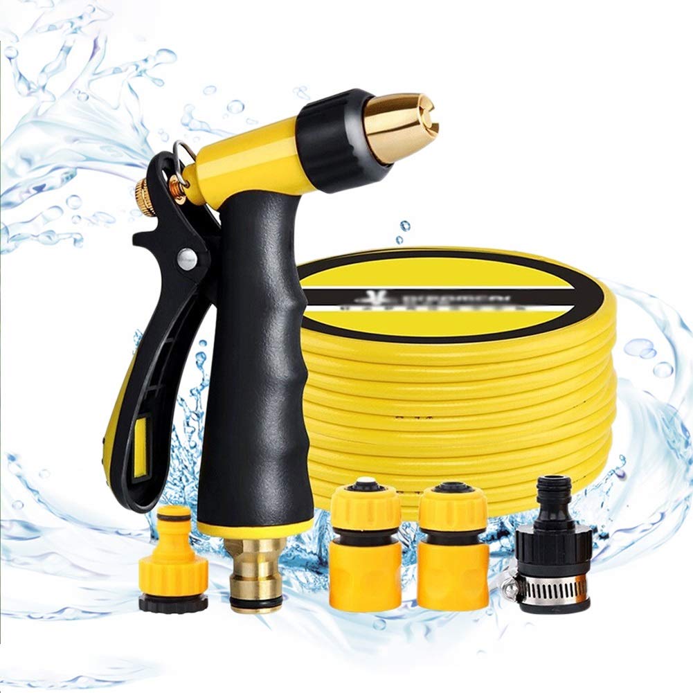 Ugelli per tubi da giardino, pistole a spruzzo, 12,5 cm, attacco rapido, ugello da giardino, resistente all'usura (tubo dell'acqua + confezione da 15 m)