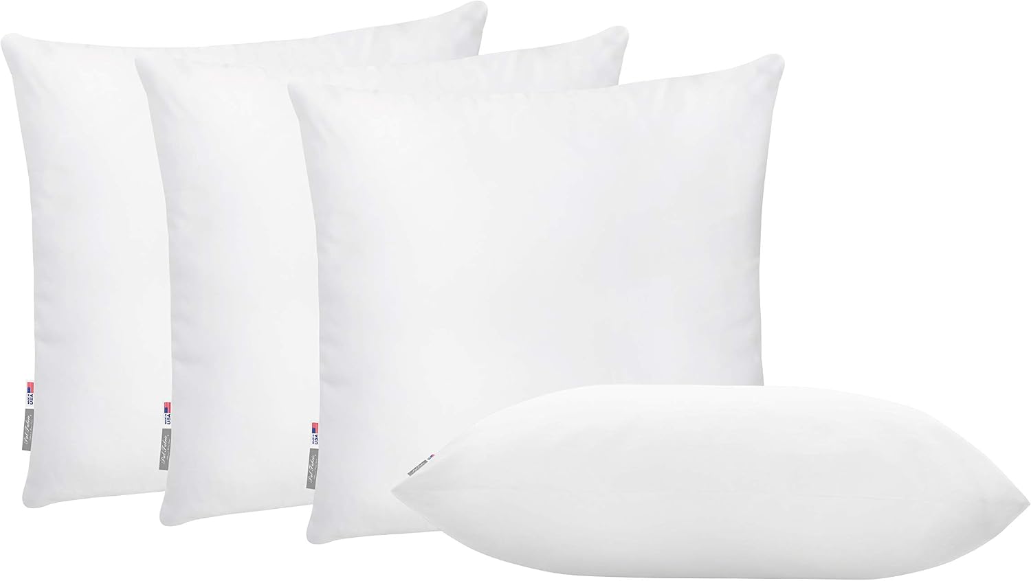 Pack of 4 Pal Fabric 18x18 Soft Microfiber White Square Pillow Insert for Sofa Form Cushion Sham or Decorative Pillow Made in USA (18x18)