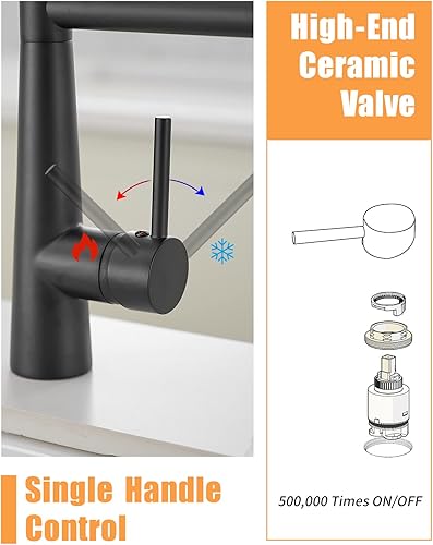 Miniatura 5 de Matte Black Kitchen Faucet with Sprayer - AIMADI Commercial Single Handle One Hole Pull Down Sprayer Kitchen Faucets