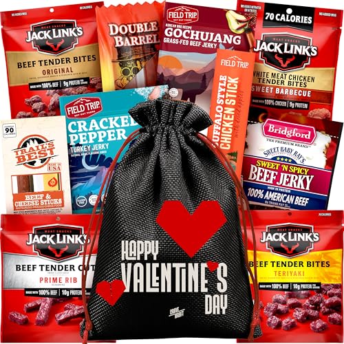 Beef Jerky Valentines Variety Pack - Valentines Day Gifts for Him Basket with Beef Jerky Gifts for...
