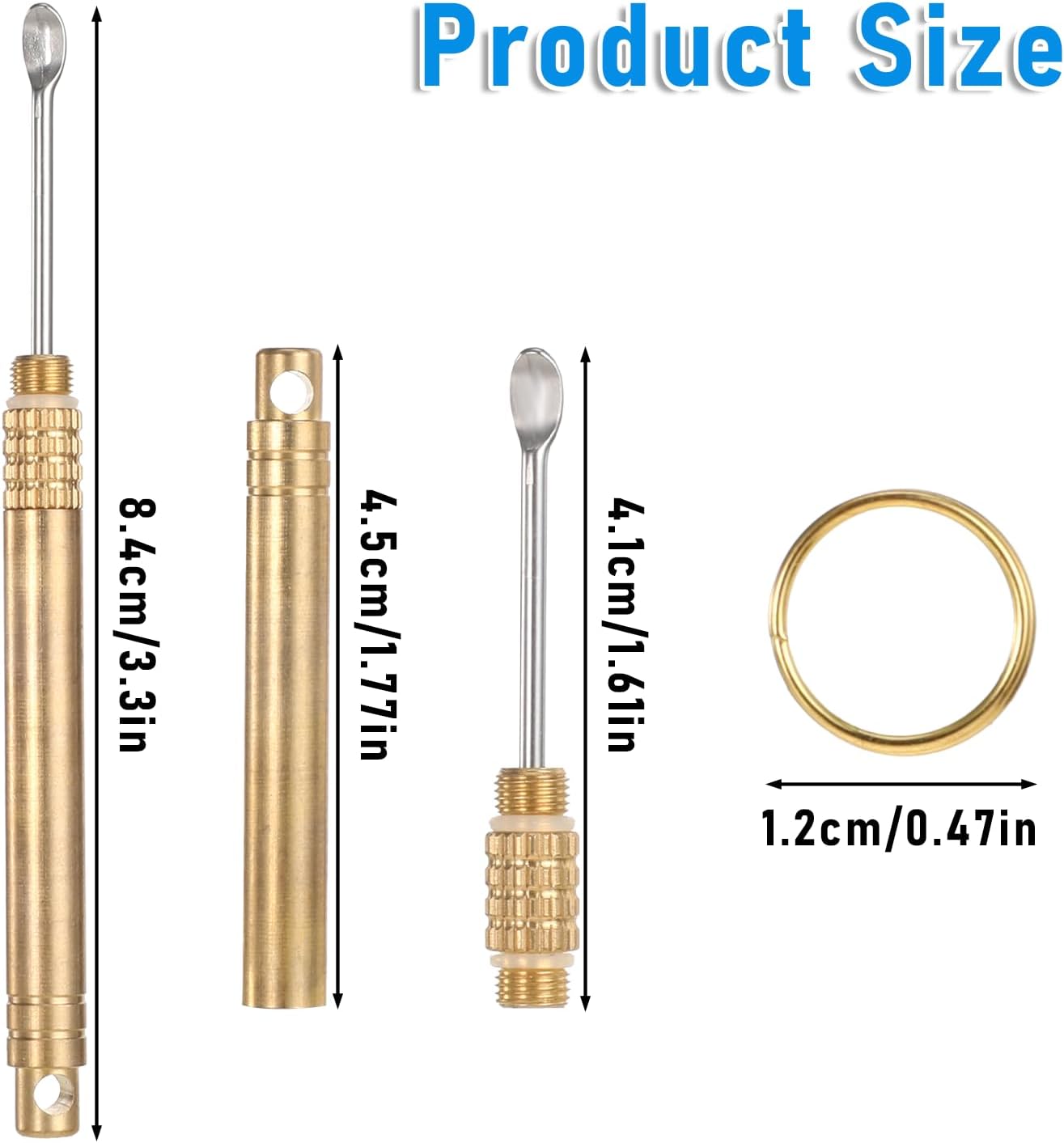 Qianyu Gold Folding Type Ear Wax Removal Tool 2 Pcs Titanium Alloy Ear-Pick Cleaner Portable Ear Pick Attached A Keyring Mini Ear Clean Tool Supplies Premium Telescopic Ear Spoon Keychain