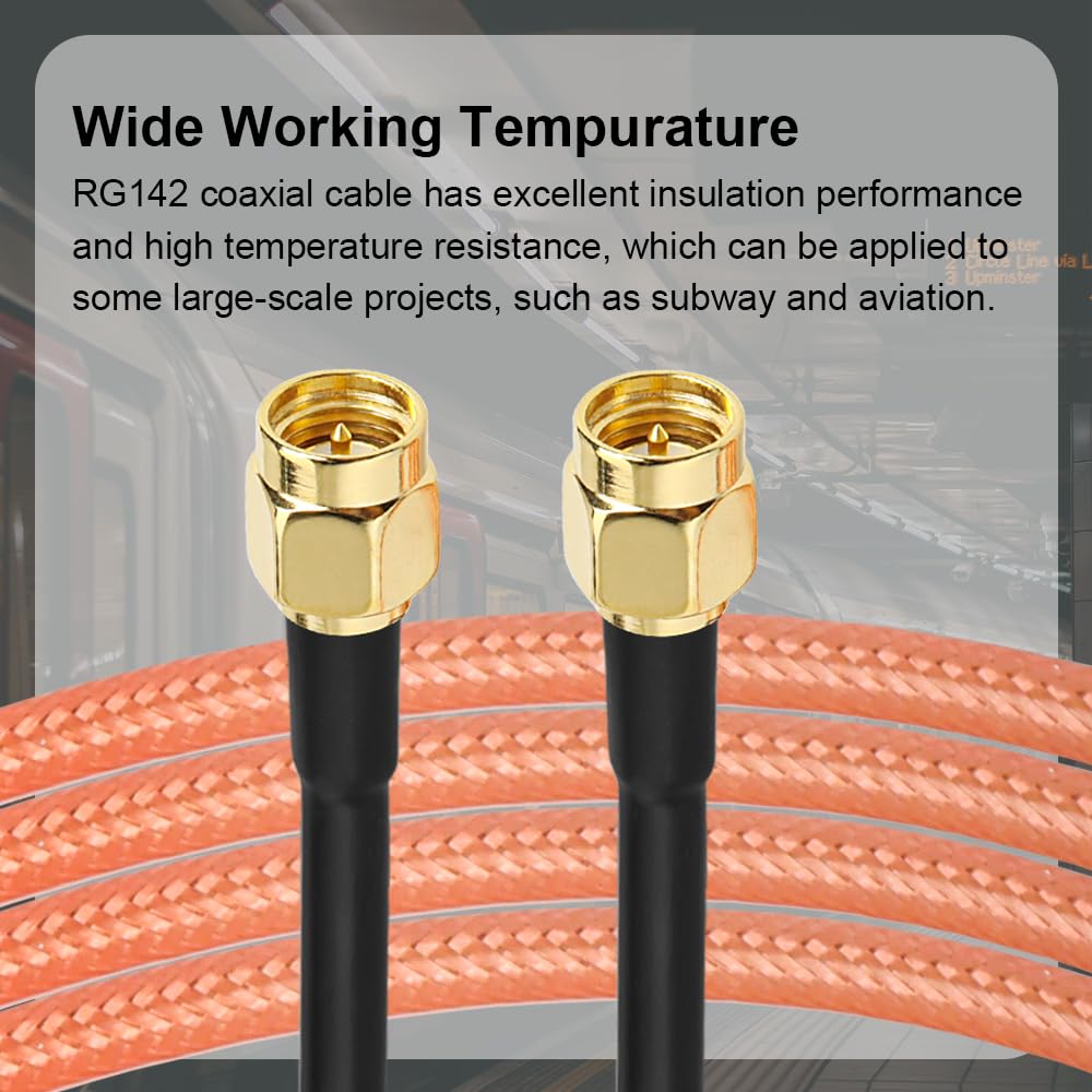 MOOKEERF Cable coaxial SMA macho a SMA macho, 50 ohmios, RG142, cable coaxial de pérdida ultra baja, cable de extensión de antena con conector SMA para equipos de red 3G/4G/5G/LTE, GPS, radio RF a