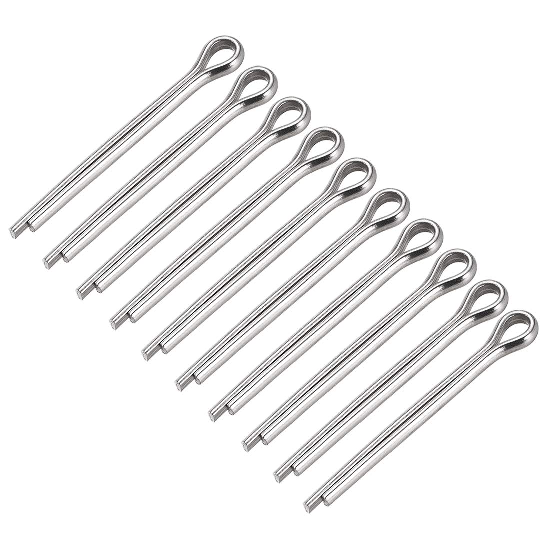 uxcell Split Cotter Pin - 5mm x 50mm 304 Stainless Steel 2-Prongs Silver Tone Fastener Clip Key 10Pcs