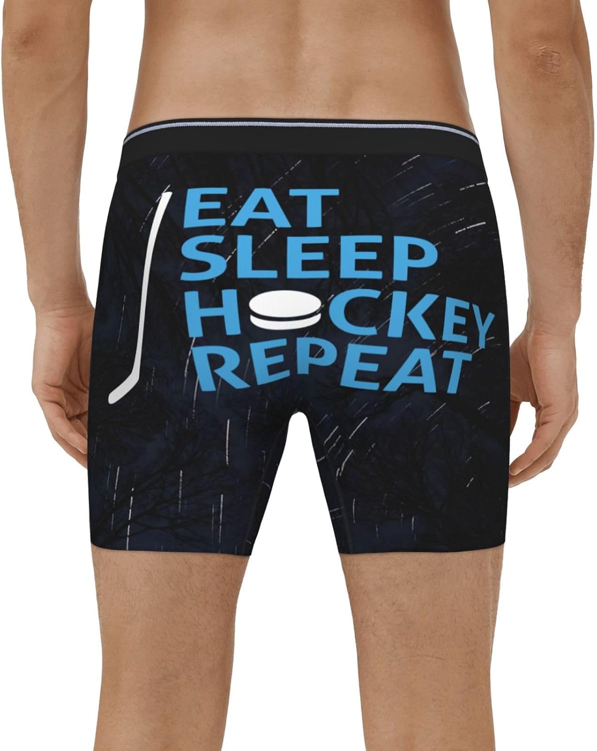 Funny-Sleep-Eat-Hockey-Repeat-Gifts Men's Funny Valentine's Day Boxer Shorts Novelty Briefs Underpants