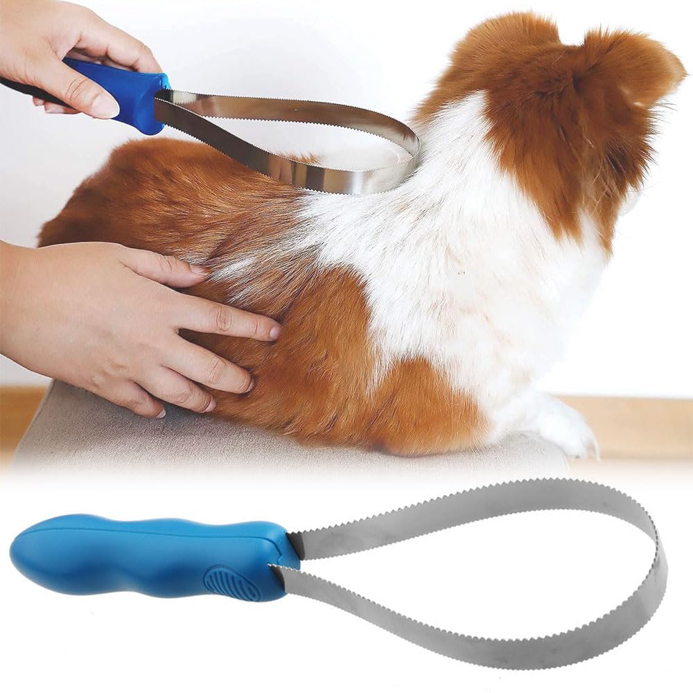 EiEiFiFi 2 Pcs Dog Grooming Blade and Loop Brush - Double-Sided Deshedding Tool for Dogs Cats and Horses, blue, 2-pcs - Image 2