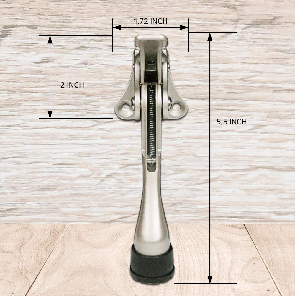 Tope de puerta semiautomático de 10,16 cm, con punta de goma antideslizante para madera, hormigón, baldosas y suelos de moqueta, color dorado