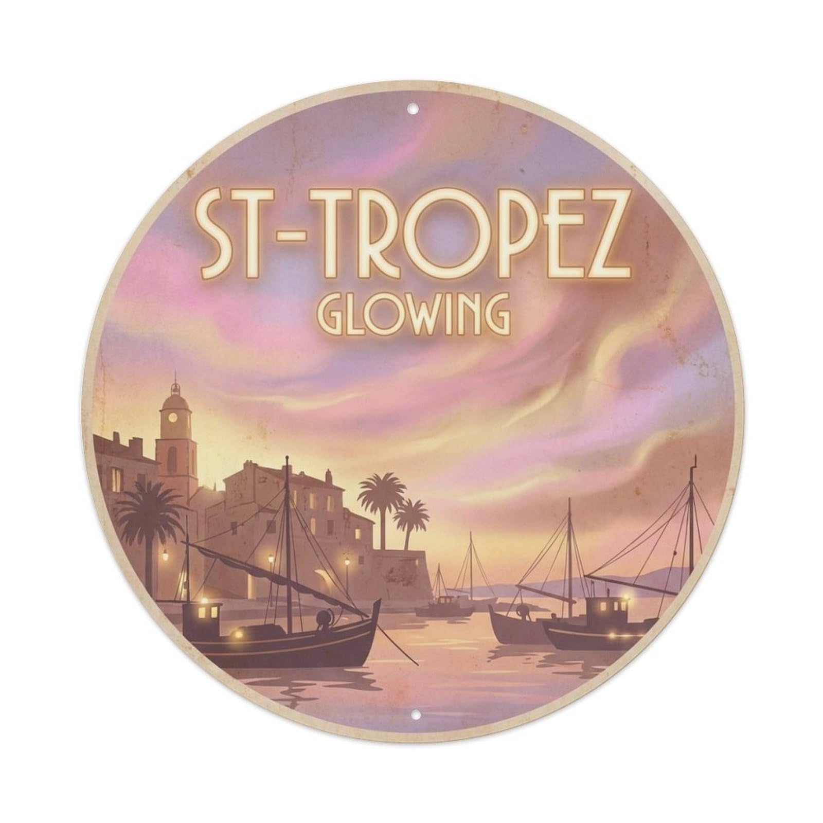 Tgrcjimh Style Metal Tin Sign Vintage Travel Saint-Tropez France Luminous