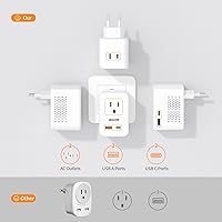 Vista 3 de 220 V to 110 V Voltage Converter, 20 W PD, Reduces 220 V to 120 V, U.S. to Europe Travel Converter for Over 80 Countries, Including Most European