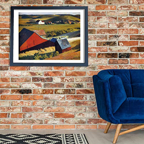 Cobb's Barns Edward Hopper tableau petit format mat encadré