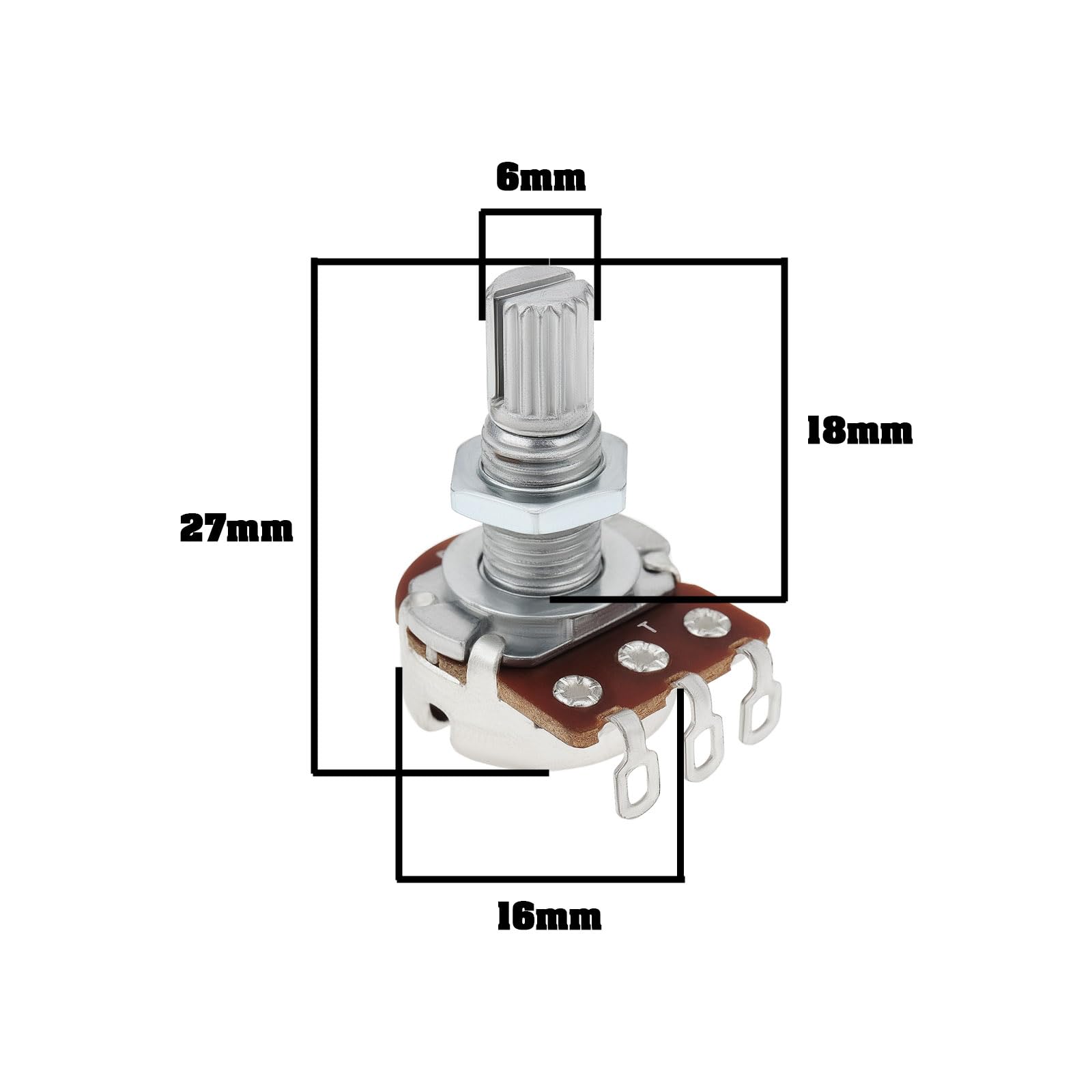 Create idea 4pcs B50K Guitar Linear Potentiometer Knobs 18mm Long Split Shaft Tone Volume Audio Control 3pin for Electric Guitar Bass - Image 4
