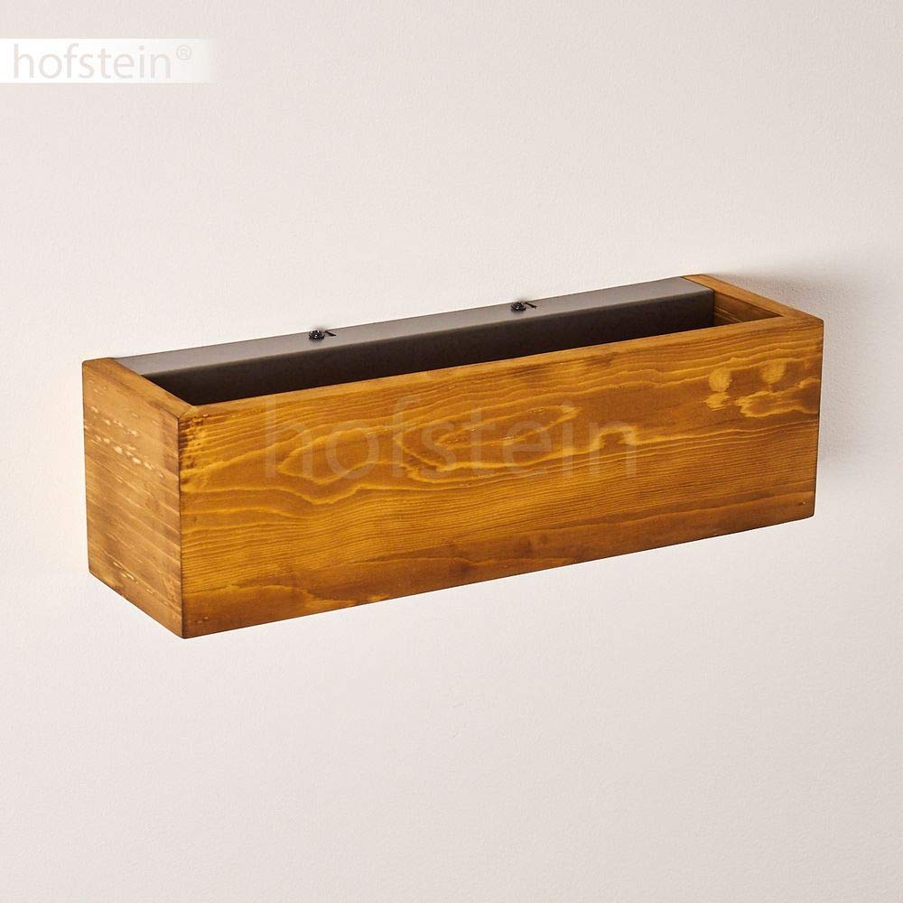 HOFSTEIN LED Wandlampe Adak, dimmbare Wandleuchte aus Holz/Metall in Braun/Grau, längliche Innenwandleuchte mit Up&Down Effekt, 13,5 Watt, 1800 Lumen, 3000 Kelvin, Wohnzimmer, Schlafzimmer, Flur