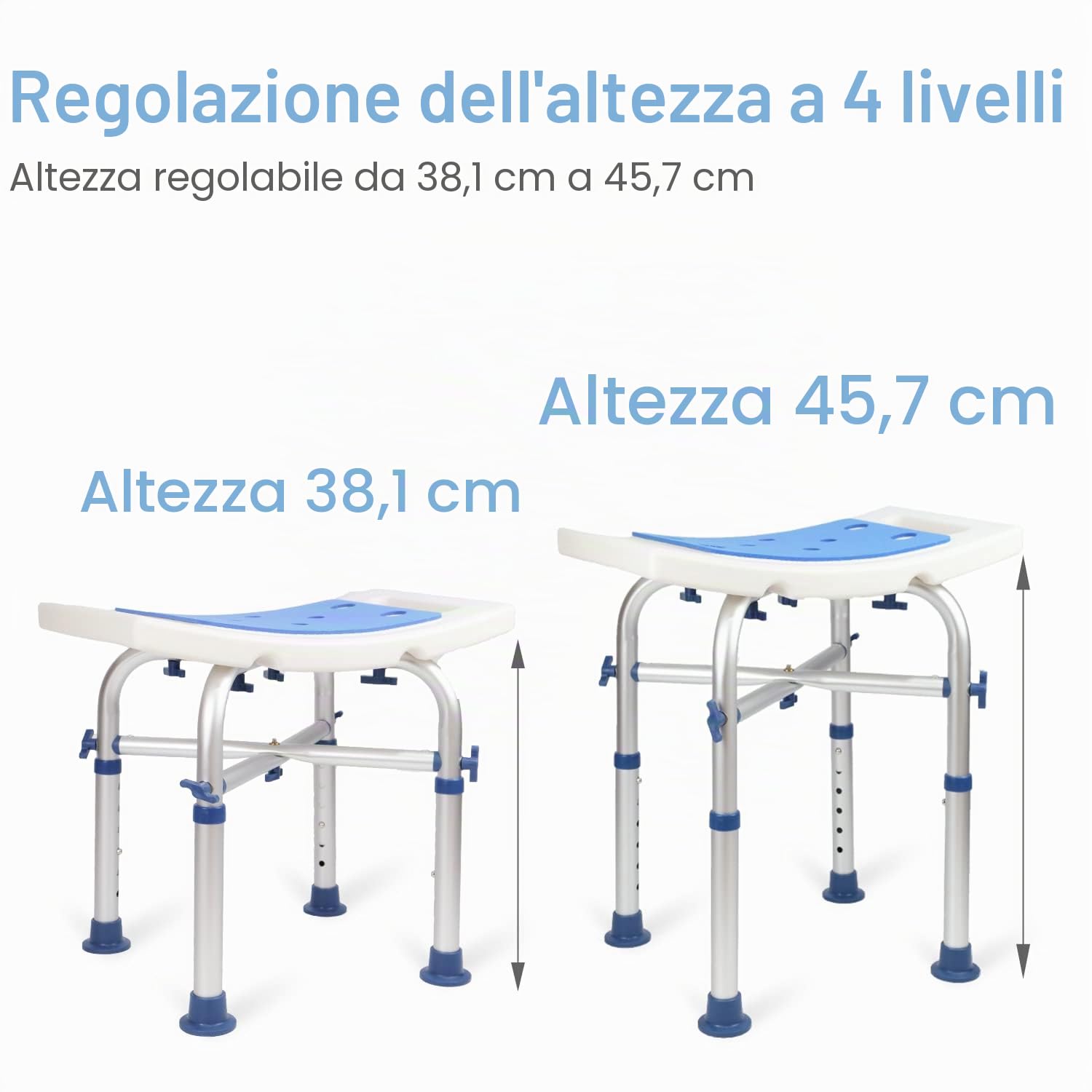 Sgabello da doccia resistente 226,8 kg montaggio senza attrezzi antiscivolo sedia da bagno regolabile in altezza vasca da bagno stretta anziani disabili