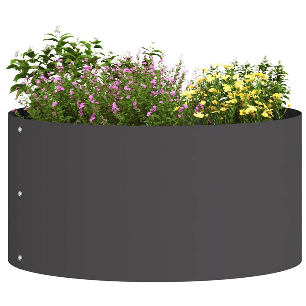 vidaXL Planter Ring Black 40 x 40 x 20 cm Cold-rolled Steel, Round Steel Planter, Modern Outdoor Decor, Sculptural Garden Frame, Minimalist Ring for Contemporary Design