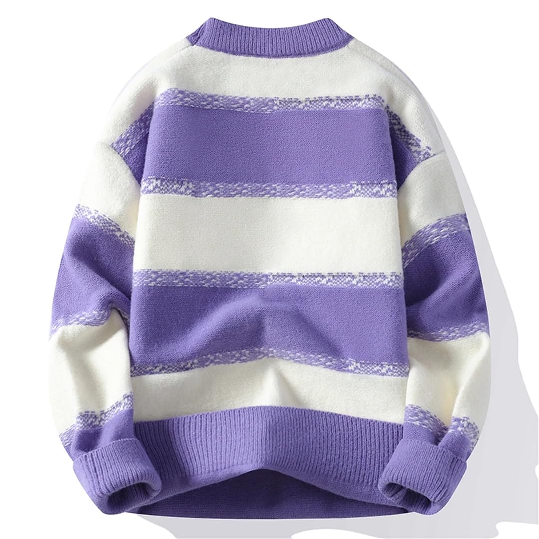 Maglione da uomo a maniche lunghe a righe Harajuku natalizio morbido e caldo