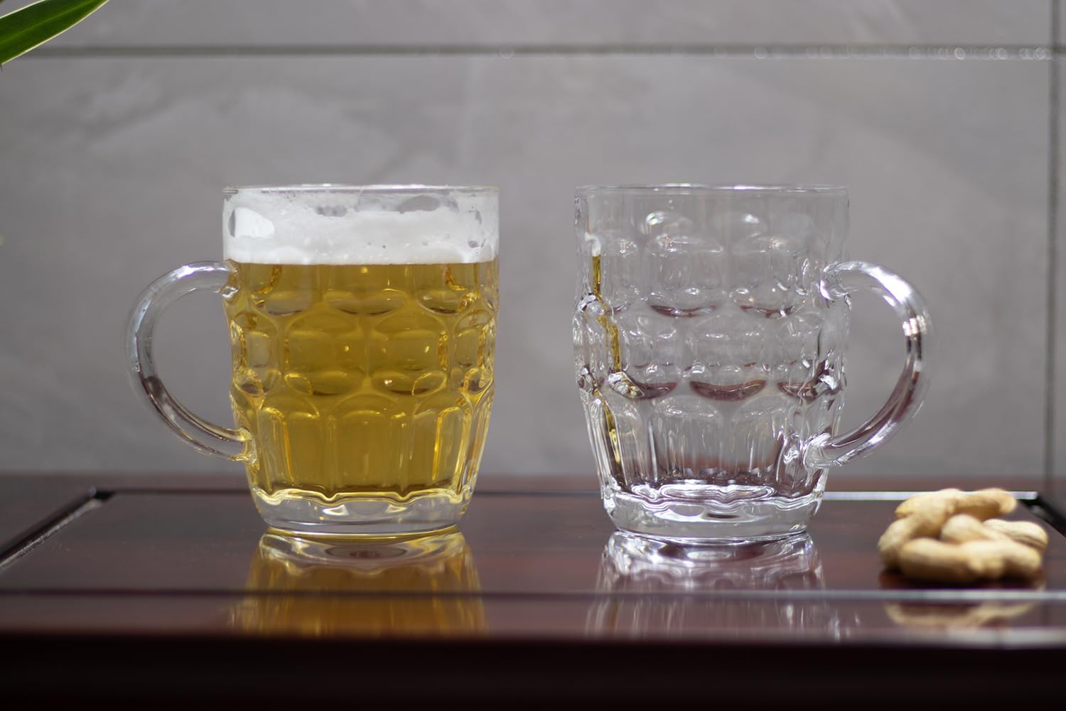 1 Pint Dimpled Beer Mug Set of 4 - Heavy British Pub Thick Glass with Handle - Stein Cup for Beer Lover in Home Party BBQ - Image 7